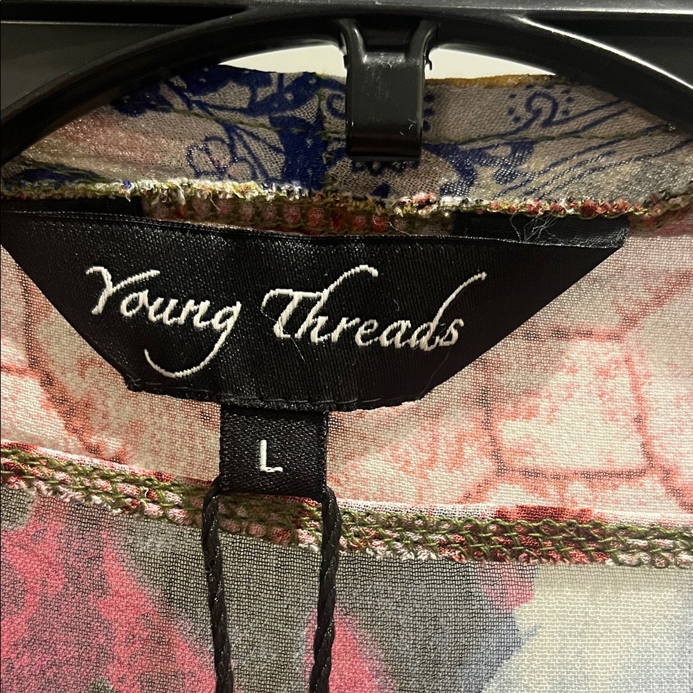 Young Threads Multicolor Patchwork Sheer Open-Fro… - image 2